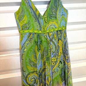 Laundry by Shelli Segal 90’s Vintage Retro Maxi Dress Boho Silk‎ Lined Party